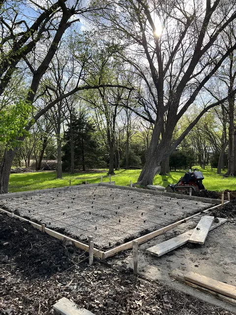 Reinforcing steel tied into a grid before the pour